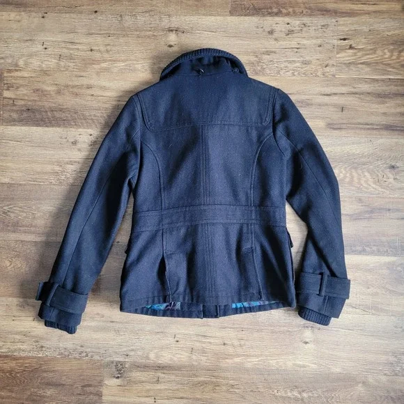 Vintage dELiA*s Women's Navy Blue Toggle Pea Coat M Wool Blend Jacket Y2K Preppy - Picture 11 of 13